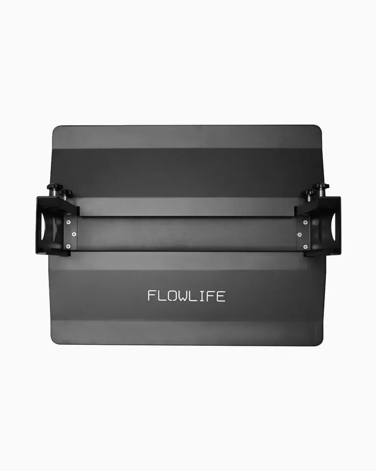 The black metal floor stand base for the Flowlight 4300 Eight Waves, featuring the brand logo in white.